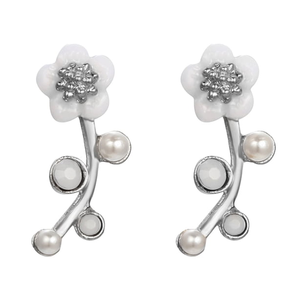 Jumpingount Aretes ligeros para mujer - Pendientes de flores delicados y modernos Pendientes de perlas Minimalista Asequible Hecho a mano Ropa, zapatos y accesorios Miscelánea plateado