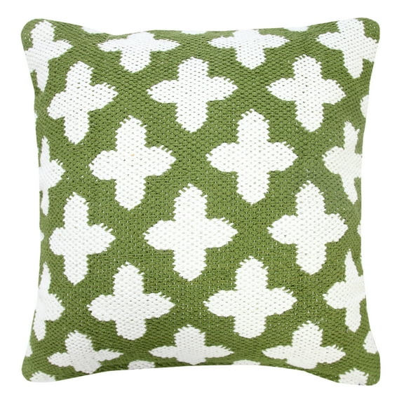 Ox Bay Woven Geometric Throw Pillow, Green and White, 20 in. Square, Count Per Pack 1