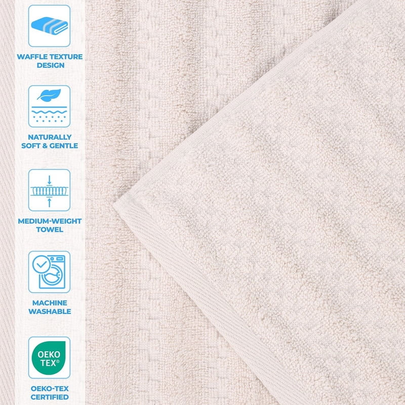 Superior Zuma Waffle Textured Stripes Zero Twist 3 Piece Towel Set, Silver