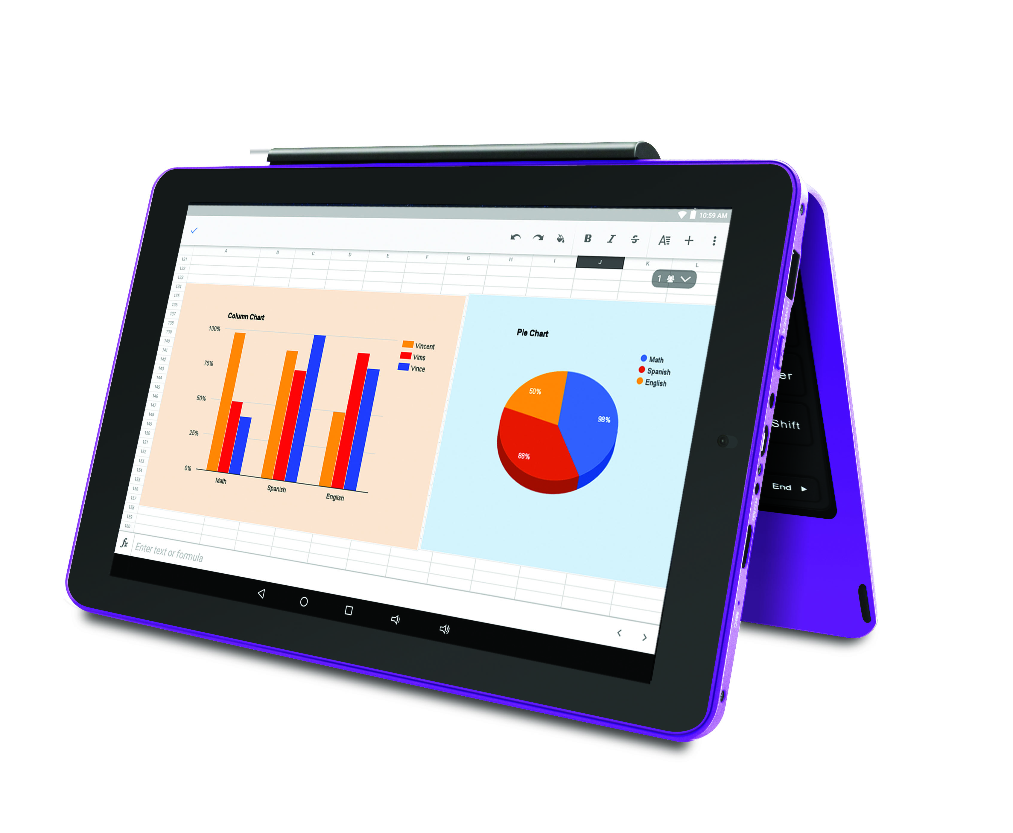 RCA Galileo Pro 11.5" 32GB 2-in-1 Tablet with Keyboard Case Android OS, Purple (Google Classroom Ready) - image 3 of 5