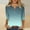 #01_Light Blue, variant on Cute Summer Tops Womens 3/4 Sleeve Gradient T-Shirts Notched V Neck Ombre T Shirts Tunic Tees