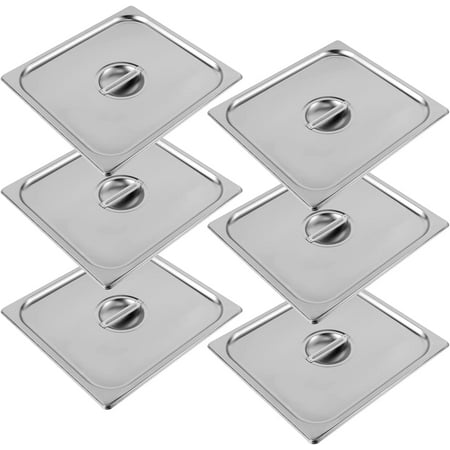 

Miumaeov 6 PACK 2/3 Size Pan Lid 201 Stainless Steel Steam Hotel Prep Table Food Cover