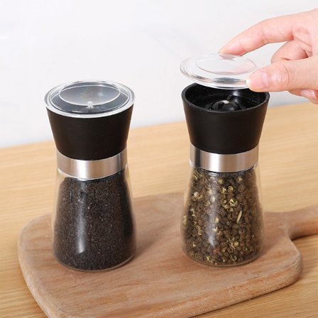 Salt And Pepper Grinder Stainless Steel Adjustable Ceramic Sea Salt Grinder & Pepper Grinder Glass Salt And Pepper Shakers Pepper Mill & Salt Mill, Adjustable Salt And Pepper Grinder Mill