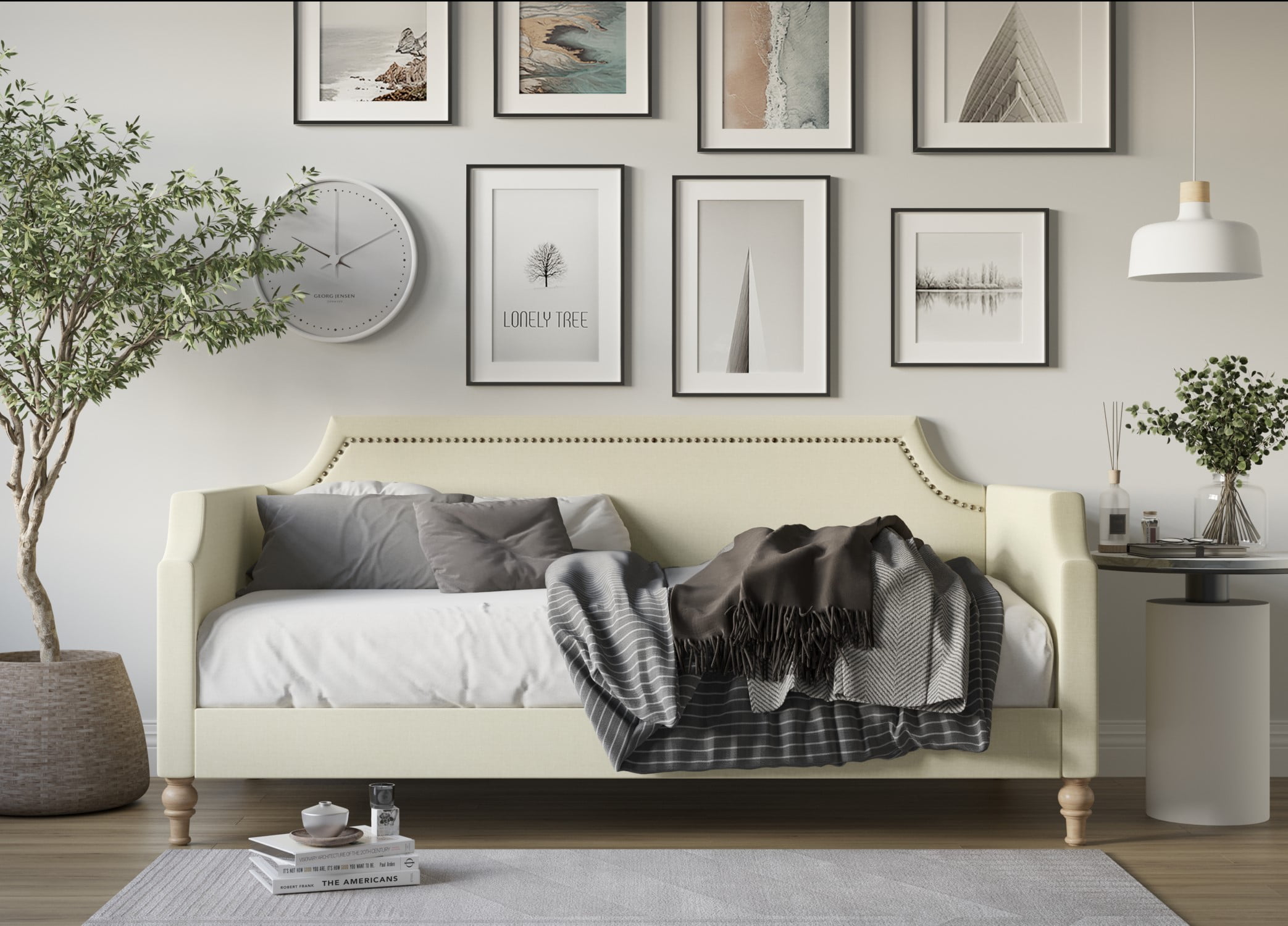 HMD Pita Upholstered Twin Daybed, Beige