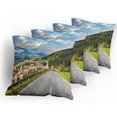 thumbnail image 5 of Ambesonne Landscape Throw Pillow Cover 4 Pack, Road Alps Small Town, 24", Multicolor, 5 of 7