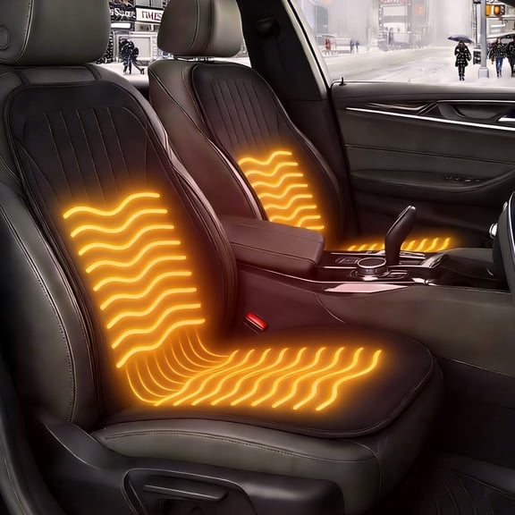 Plush Heated Seat Cushion for Car 12V/24V, Universal Seat Warmer with 3 Heat Settings & Auto Shut-Off Timer, Fast Heating Back and Thigh Seat Cover for Winter Driving