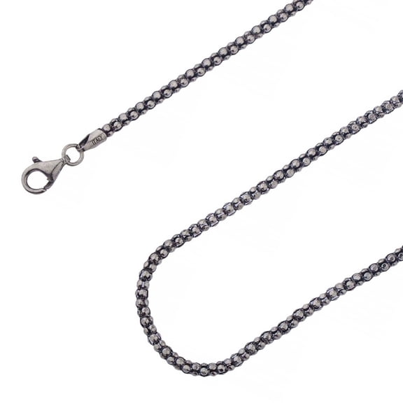 925 Sterling Silver, Oxidized Popcorn Chain 3.5mm Necklace – Boho Style - Hypoallergenic and Tarnish Resistant - By Oliver & Navy