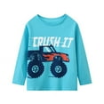 thumbnail image 3 of Toddler Boys' Long Sleeve Tee Shirt Christmas Cotton Casual Crewneck Excavator Graphic Tops T-Shirts Yellow Blue 3 Packs Sets 2T, 3 of 5