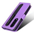 thumbnail image 7 of SaniMore for Samsung Galaxy Z Fold 3 7.6" PU Leather Case, Magnetic Closure Flip Wallet Cover with Wrist Strap Card Slot & Adjustable Kickstand All-Inclusive Protective Shell, Purple, 7 of 7
