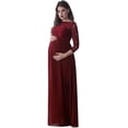 thumbnail image 3 of Vestido de maternidad de encaje de manga larga para mujeres embarazadas Sesión fotográfica Fiesta Ve Abanopi Rojo/XL, 3 of 7
