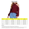 thumbnail image 4 of Hombro frío knit gota hombro linterna manga larga crewneck knit suave suelta waffle pullover para mujeres vino rojo L, 4 of 5
