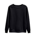 thumbnail image 3 of Plain Crewneck Sweatshirt Women Oversized Fleece Cozy Drawstring Pullover Long Sleeve Lightweight Fall Trendy Shirt with Pockets Black L, 3 of 6