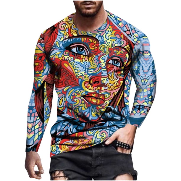 Camiseta diaria unisex para hombre, estampado gráfico en 3D, estampado de grafiti, camisetas de manga larga, blusa informal Pompotops oipoqjl5319