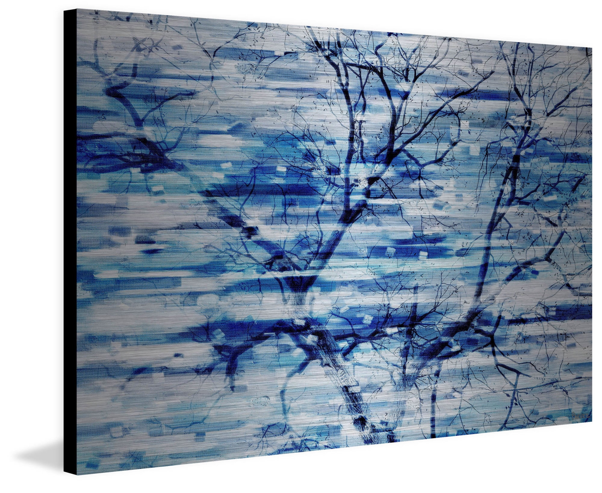 Parvez Taj Pt-Wnpw-114-Al-45 30" x 45" "Blue Snow Storm" Art Print On Aluminium