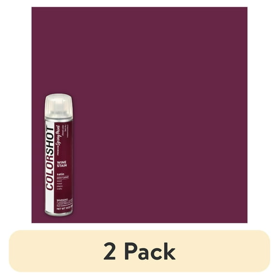 (2 pack) COLORSHOT Premium Multi-Surface Satin Wine Stain Spray Paint - 10 oz - Burgundy