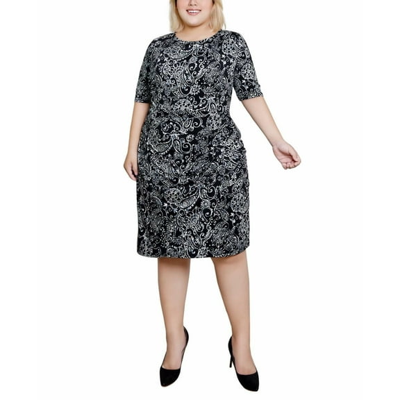 Ny Collection Womens Side Pleat Jersey Knit Dress Night Historic Size 2X NWT