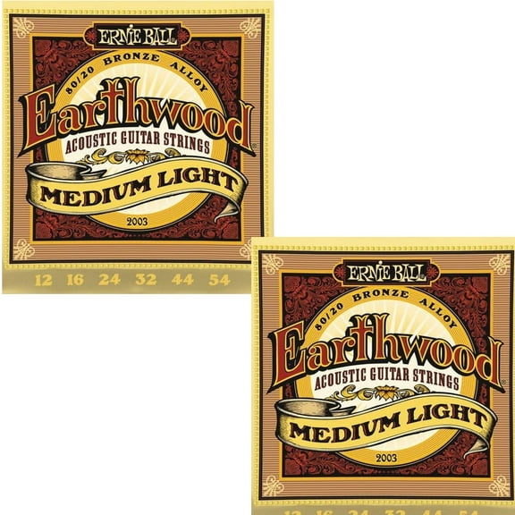 Ernie Ball Guitar Strings 2-Pack Acoustic Earthwood Medium Light 12-54 2003