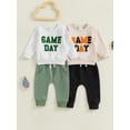 thumbnail image 3 of Baby Toddler Boy Fall Outfits 0 6 12 18 24 Months 2T 3T Long Sleeve Letter Embroidery Sweatshirt + Pocket Pants Set Spring Clothes, 3 of 9