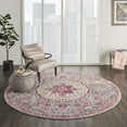 thumbnail image 4 of 8â€™ Round Gray and Pink Medallion Area Rug, 4 of 6