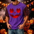 thumbnail image 4 of Fabrcox S-4XL Halloween Men T&nbsp;shirts Pumpkin Ghost Moon Mens T Shirts Graphic Fall Winter Festival Corduroy Raglan Men's Shirts Short Sleeve Purple XL, 4 of 7