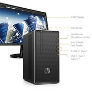 HP Desktop and 23.8 Monitor Bundle, AMD Ryzen™ 3 2200G, AMD Radeon™ Vega 8 Graphics, 8GB SDRAM, 1TB HDD, DVD, 590-p0103wb