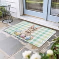 thumbnail image 2 of Easter Egg Rabbit Doormat Outdoor Entrance 24"x36", Colorful Grid Checkered Polka Dots Absorb Moisture Dirt Door Mats, Non-Slip Rubber Backing Floor Mats Indoor, Low-Profile Front Door Rugs, 2 of 9