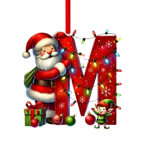 2D Acrylic Christmas Tree Initial Letter Pendant, Decorative Holiday Gift for Family, Friends & Christmas Parties, Versatile Ornaments for Home & Celebration