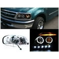 thumbnail image 2 of Dual LED Halo Projector Headlight In Black Housing Clear Lens Made For And Compatible With 1997 - 2003 Ford F150 F-150 Expedition 97 98 99 00 01 02 03, 2 of 7