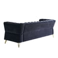 thumbnail image 4 of Modern Velvet Sofa, Button Tufted Chesterfield Sofa with Scroll Arms and Gold Metal Legs, 3-Seater Sofa Couch Upholstered Sofa for Living Room Bedroom Office Apartment, 87.40"×32.68"×29.92", Black, 4 of 7