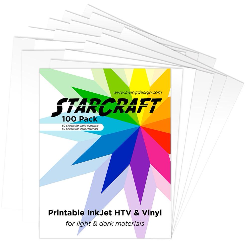starcraft inkjet printable heat transfer 100 sheet pack