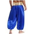 thumbnail image 3 of TiaoBug Mens Magic Hippy Pants Satin Lanterns Trousers Arabian Prince Halloween Costume Royal Blue 4XL, 3 of 7