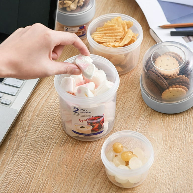 Snack Cup Container Snacking Food Storage Box Double Sealed Compartment  Snack Cup Container Snacking Food Storage Box Double Sealed Compartment  Transparent Canister Transparent For Outdoor 560 310ML 