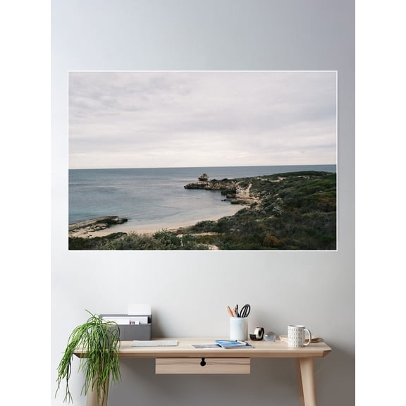 Coastal Serenity: Rocky Shores And Calm Waves Poster Wall Art, Modern Wall Decor For Living Room Bedroom, 16x24 UNFRAMED