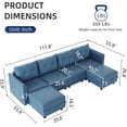 thumbnail image 4 of LLappuil Modular Sectional Sofa, 112" U Shaped Sectional Sofa Couch with Storage, Faux Leather Fabric Waterproof Sectional Couch for Living Room, 6 Seat Modular Sectional Sofa Blue, 4 of 8