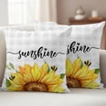 thumbnail image 2 of Sunflowers Bees Outdoor Pillow Covers 26x26 Set of 2,Waterproof Patio Throw Pillowcase Protectors,Grey Check Sunshine Watercolor Floral Decorative Pillow Shams Cushion Covers for Seat Bed Couch Sofa, 2 of 8