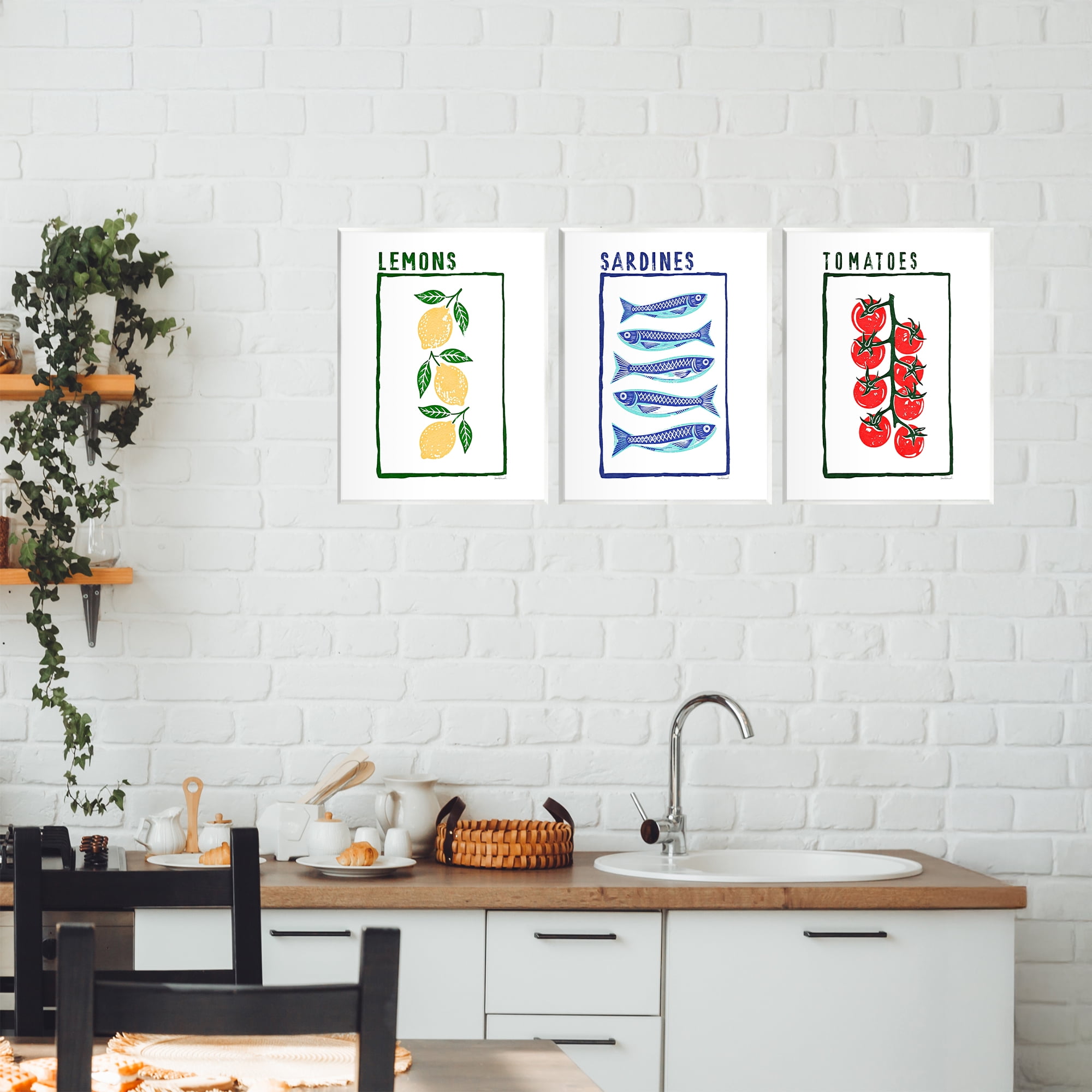 Stupell Industries Healthy Summer Foods 3 Piece Wall Plaque Art Set, design by Amanda Greenwood