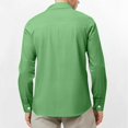 thumbnail image 5 of Men's Long Sleeve Linen Shirt Turn Down Collar Business Casual Regular Fit for Spring Fall Office Wear,Light Green,XL, 5 of 5