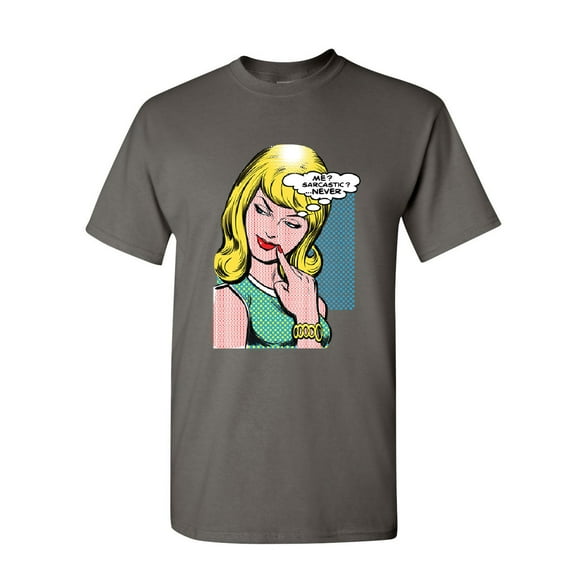 Tee Hunt Me Sarcastic Never T-Shirt Funny Vintage Comic Pop Art Sarcasm Mens Shirt, Charcoal, Small