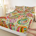 thumbnail image 4 of jejeloiu Vibrant Paisley Queen Sheets For Men Women,Artistic Print Queen Sheet Sets,Multi Color,4-Piece,1 Flat Sheet, 1 Fitted Sheet and 2 Pillowcases, 4 of 6