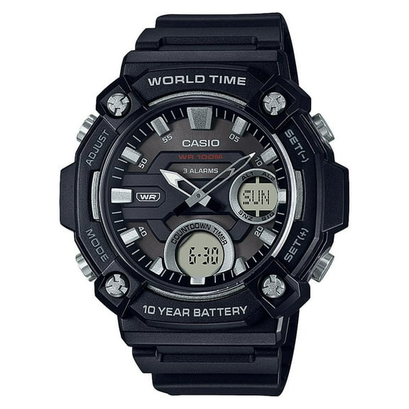 Casio Men's Heavy Duty Analog-Digital World Time Watch AEQ120-2AV