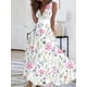 thumbnail image 5 of Vestido largo informal de verano con escote en V, sin mangas, ajustado, sexy, estampado blanco, floral, elegante, para fiestas y vacaciones, 5 of 5