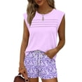 thumbnail image 4 of Two Piece Sets for Women Trendy Short Sets Beach Vacation Clothes Airport Travel Cruise Summer Outfits Purple Pink S, 4 of 6