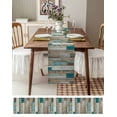 thumbnail image 3 of ERUNPONLY Turquoise Brown Table Runner - 70 Inch Long Vintage Country Ombre Wooden Grain Cotton and Linen Blended Dress Scarves Farmhouse Table Runner for Kitchen Dining, Coffee Table, 13"x70", 3 of 8