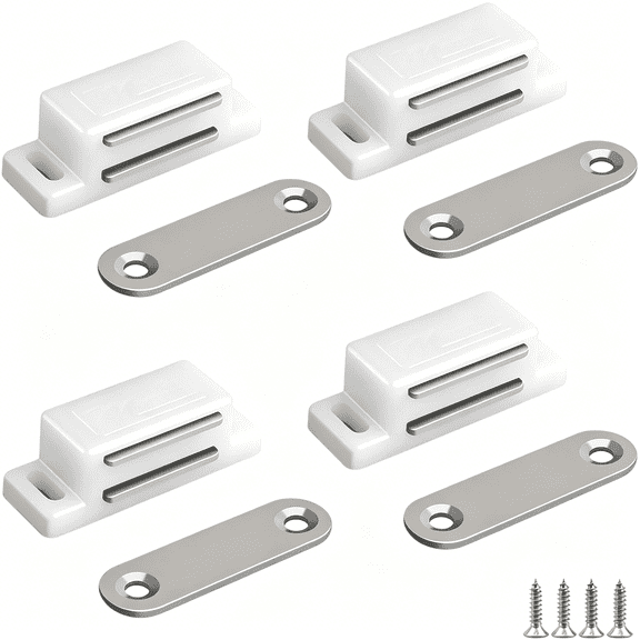 ZHZFKQ Cabinet Magnetic Catch - 4 Pack Cabinet Door Magnetic Latch for Cupboards Drawers Closet Doors and Shutters (White)