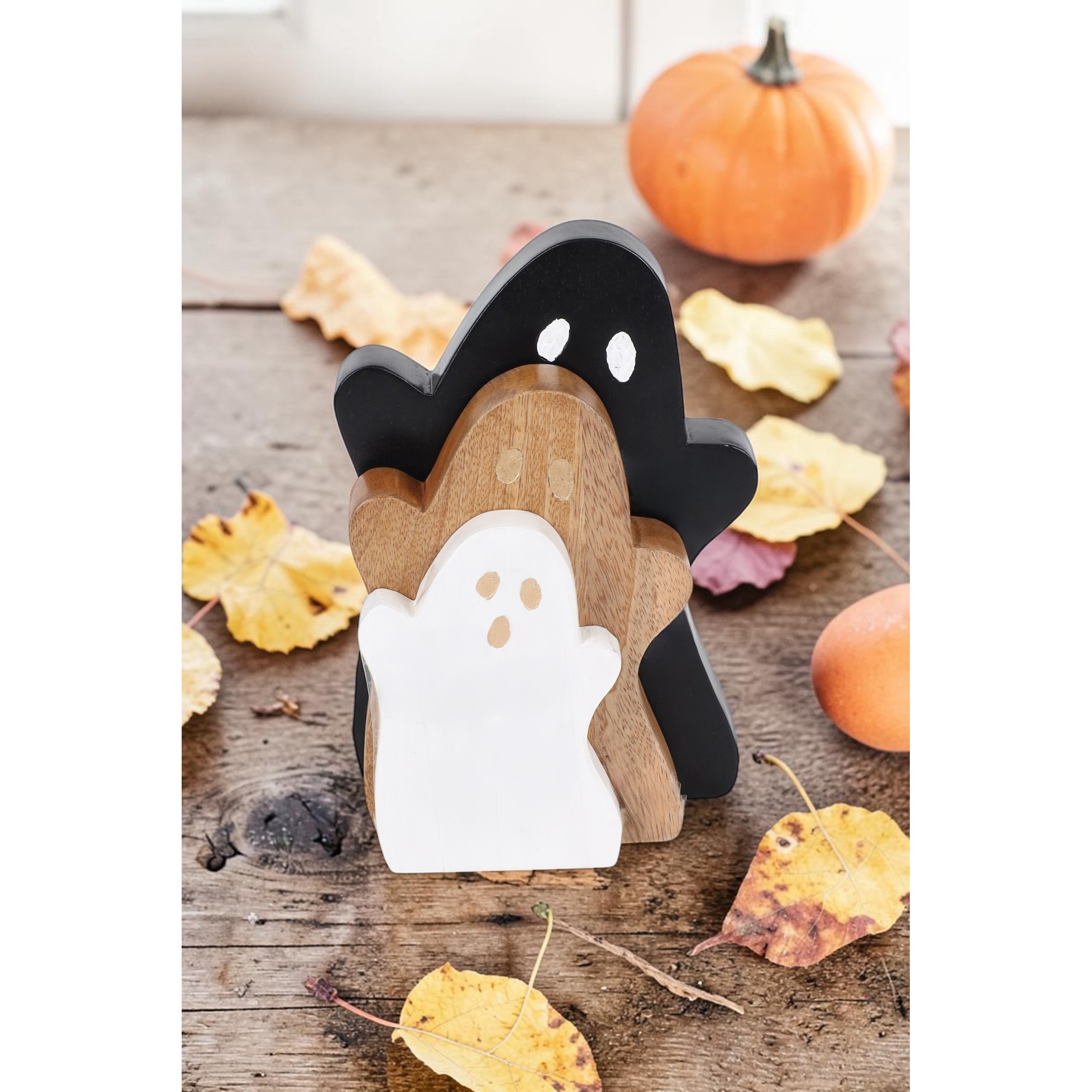 Way To Celebrate Wooden Ghost Decoration Set, 3-Piece photo 4