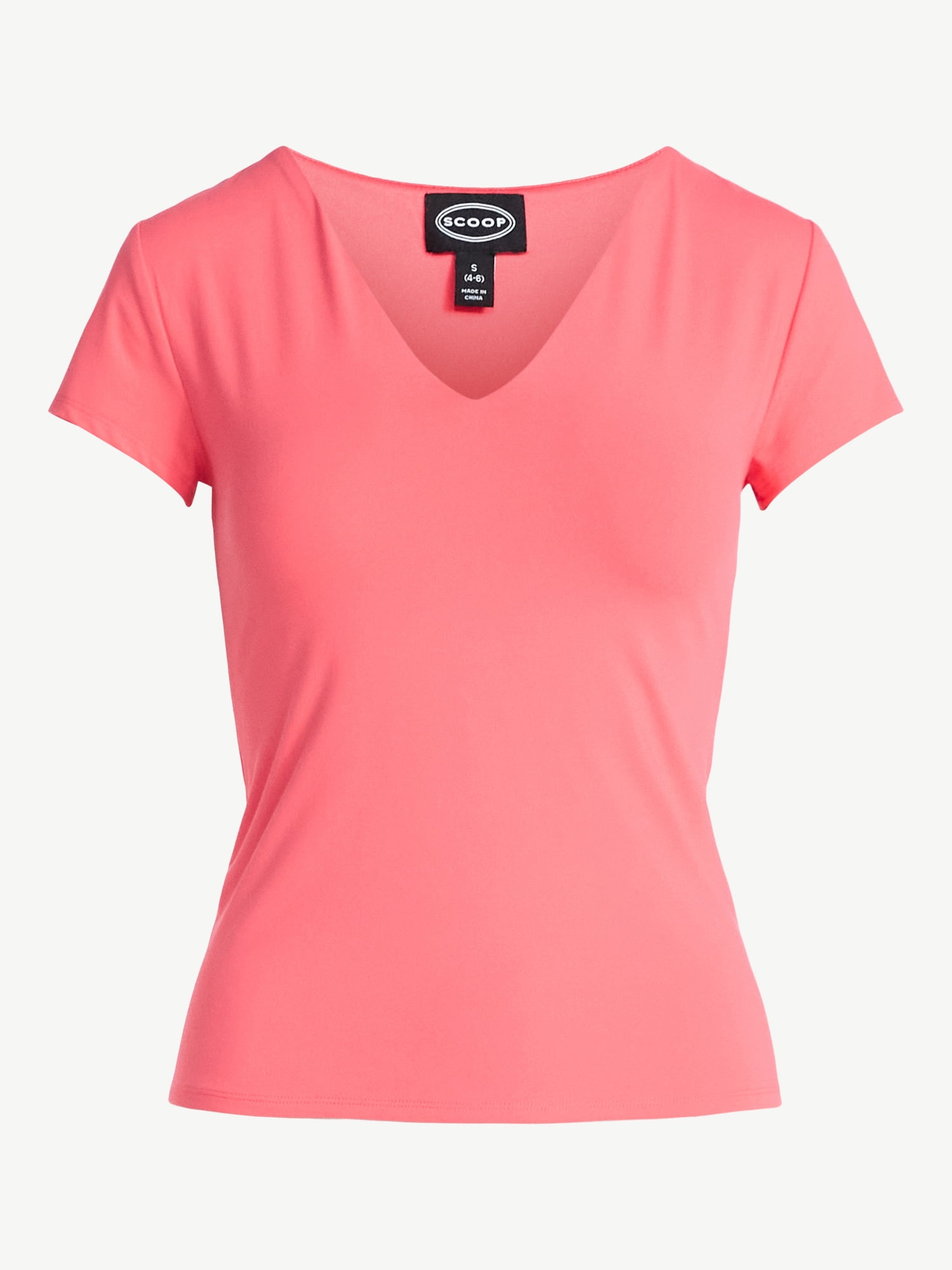 Scoop Women's and Women's Plus Ultimate Refined Contour V Neck Tee, Sizes XS-4X