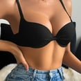 thumbnail image 2 of TEAJOPSUU Women's Push Up T-Shirt Bra Demi Cup Bra Supportive No Underwire Bras Comfy Plunge Full Coverage A-Black, 2 of 4