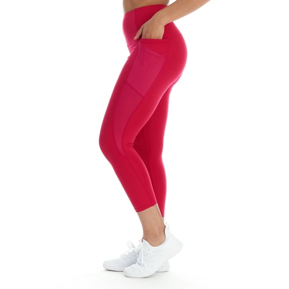 Women's High Rise 7/8 Length Legging With Shimmer Mesh & Pockets