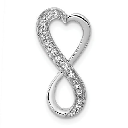 14K White Gold Charm Pendant Diamond Round Freeform Heart Infinity Chain Slide