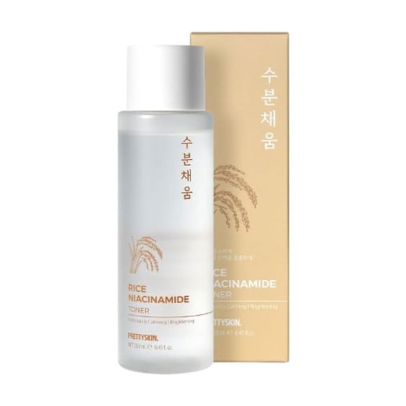 PRETTYSKIN Tónico facial diario con extracto de arroz para pieles sensibles con niacinamida, hidratante, no pegajoso, cuidado del tono y la textura de la piel, equilibrio de humedad, calmante, 8,45 fl